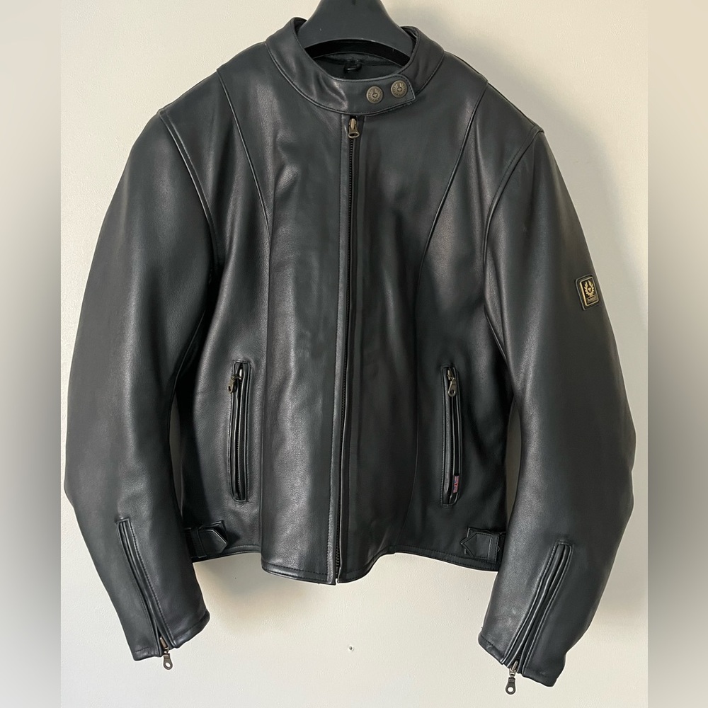 Belstaff Women’s Leather Motorbike Jacket, Size US 16 Euro 46 with Lining EUC!